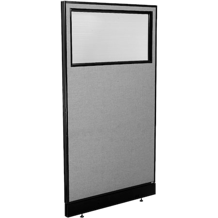 Interion By Global Industrial Interion Office Partition Panel with Partial Window & Raceway, 36-1/4inW x 64inH, Gray 694691WNGY